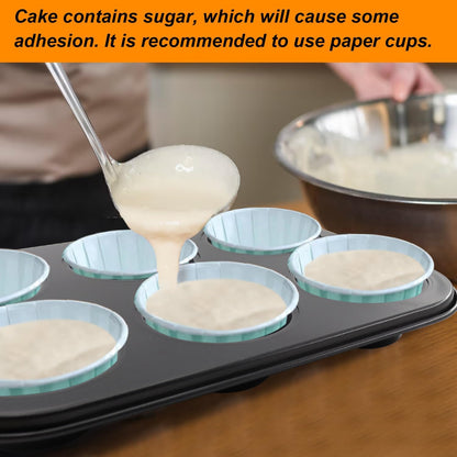 Premium Steel Muffin Pan by [Brand Name] - 2 Pack Round Bakeware for Cupcakes & Cheesecakes | 6 Cups, Black