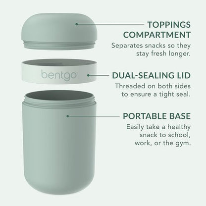 Bentgo Snack Cup - Portable Leak-Proof Snack Container with Dual-Sealing Lid | Dishwasher Safe (Mint Green)