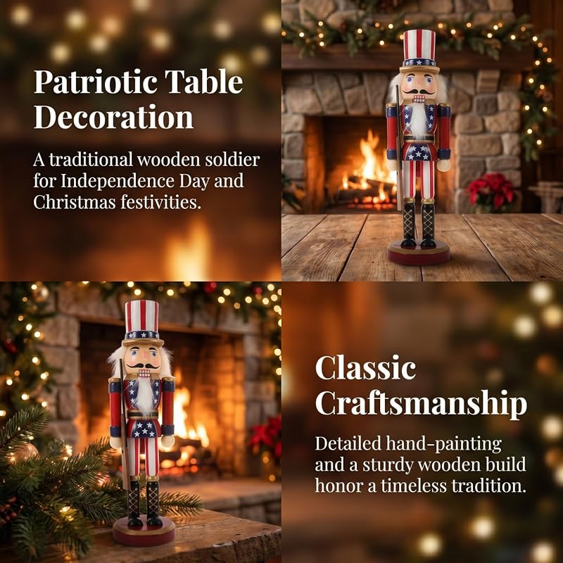 This listing contains ALL variants of: Nutcracker Soldier – Gun Variation – US Flag Patriotic Wooden Nutcracker
