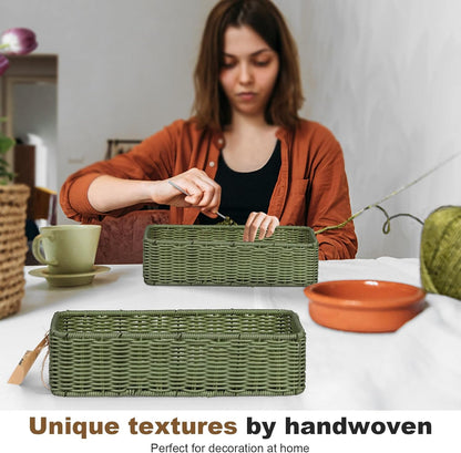 Regine Switzerland Wicker Storage Basket - Green Decorative Bin for Countertops & Shelves | Waterproof Toilet Paper Holder
