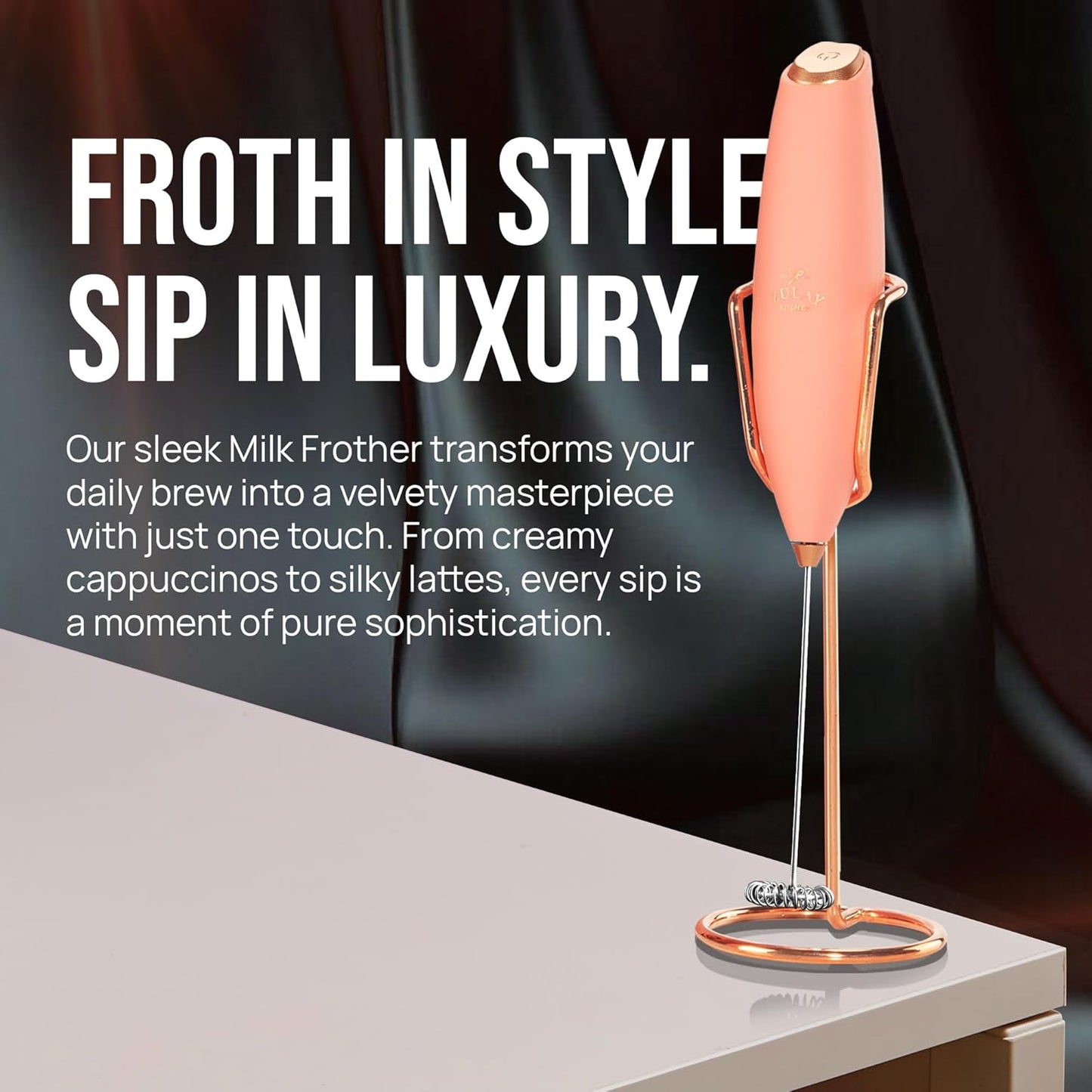 Zulay Kitchen Luxury Milk Frother - Handheld Electric Foam Maker with 4 Duracell Batteries | Perfect for Coffee, Lattes & Hot Chocolate