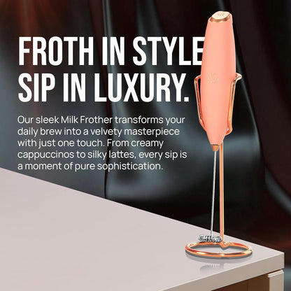Zulay Kitchen Luxury Milk Frother - Handheld Electric Foam Maker with 4 Duracell Batteries | Perfect for Coffee, Lattes & Hot Chocolate