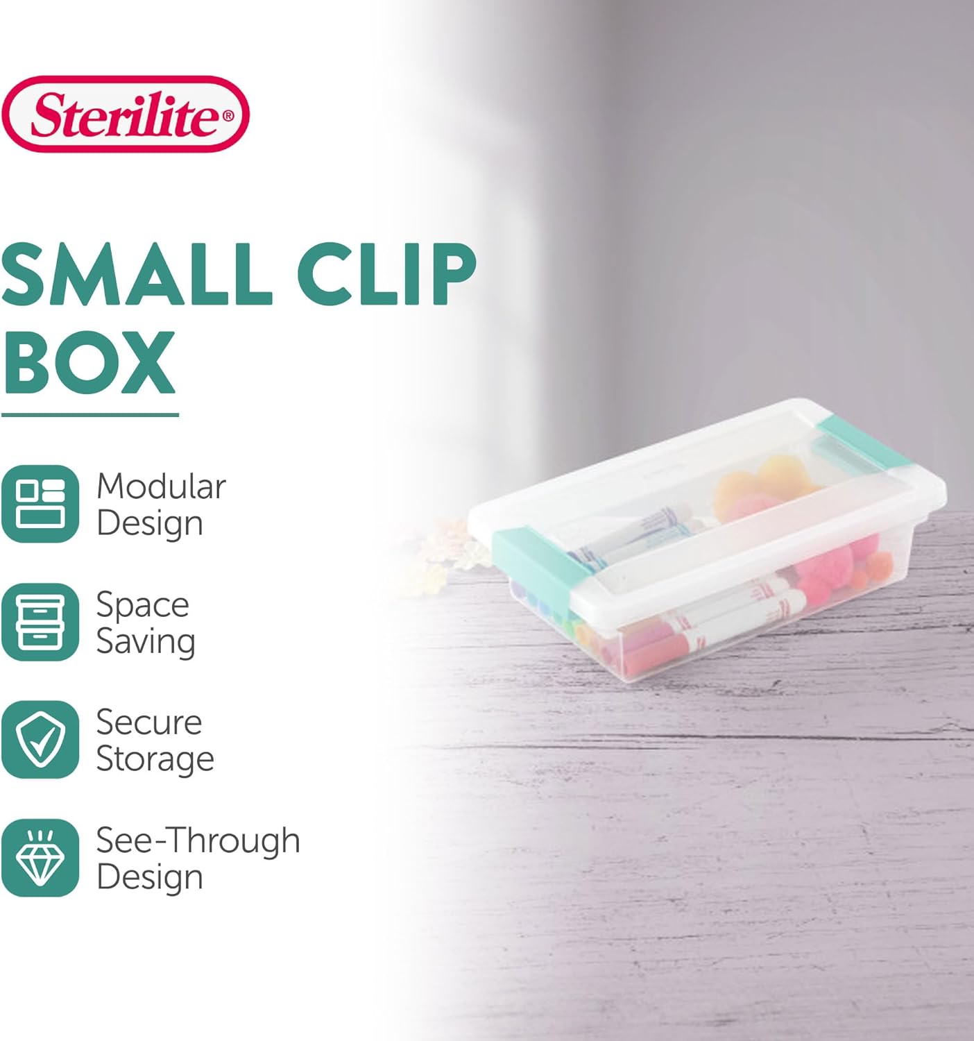 Sterilite Clip Box Set - Stackable Clear Plastic Bins with Latching Lids | Small Storage for Arts, Crafts & Office Organization
