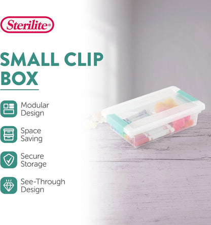 Sterilite Clip Box Set - Stackable Clear Plastic Bins with Latching Lids | Small Storage for Arts, Crafts & Office Organization