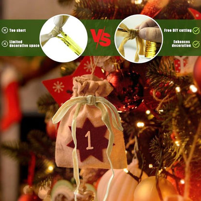Fanfantoey Christmas Bows - 24Pcs Velvet Tree Bows, 5x7 Inch, Vintage Khaki Ribbons