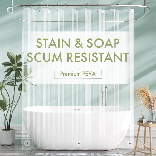 AmazerBath Extra Long Shower Curtain Liner, Clear, 84 Inches Long, 72x84 Plastic Curtain Liner, Cute PEVA Tall Shower Liner for Bathroom with 3 Magnets