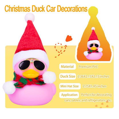 Christmas Rubber Duck Car Ornament with Hat, Sunglasses & Scarf - Pink Duck-Green Scarf (Variation of THIS listing)