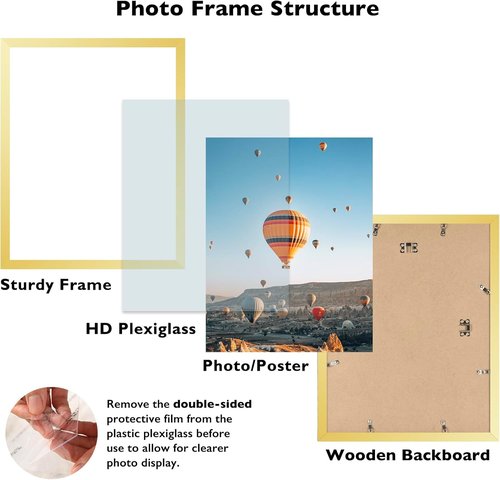 JCJMY 14x19 Gold Picture Frame - Versatile Wall Hanging for Horizontal & Vertical Photos