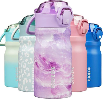 BJPKPK Stainless Steel Insulated Water Bottle - 14oz Reusable Thermal Flask with Straw Lid | Keeps Drinks Hot & Cold, Dawn