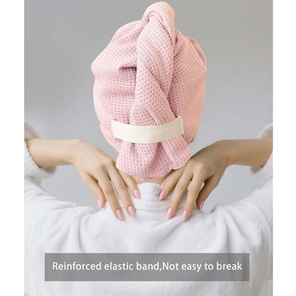 ROLSHOL 2 Pack Microfiber Hair Towel Wrap for Women, 32" x 11" Waffle Weave Hair Plopping Towel for Curly, Long & Thick Hair, Anti-Frizz Hair Turbans for Wet Hair (Pink, Grey)
