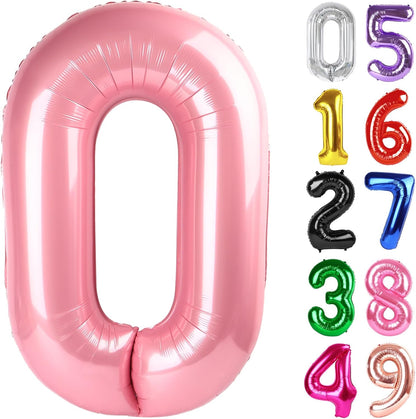 Pearlescent Pink Number 0 Balloon - 40 Inch Birthday Decoration for Milestone Celebrations