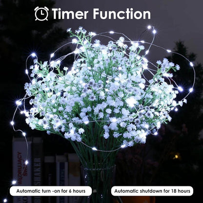 Skiennix 50 LED Fairy Lights - Waterproof 16FT Battery Operated String Lights with Timer | Cool White for Indoor/Outdoor Decor