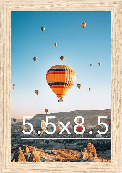 JCJMY Picture Frame - 5.5x8.5 Wall Mount or Tabletop Display | Shatter Resistant Plexiglass, Natural Finish