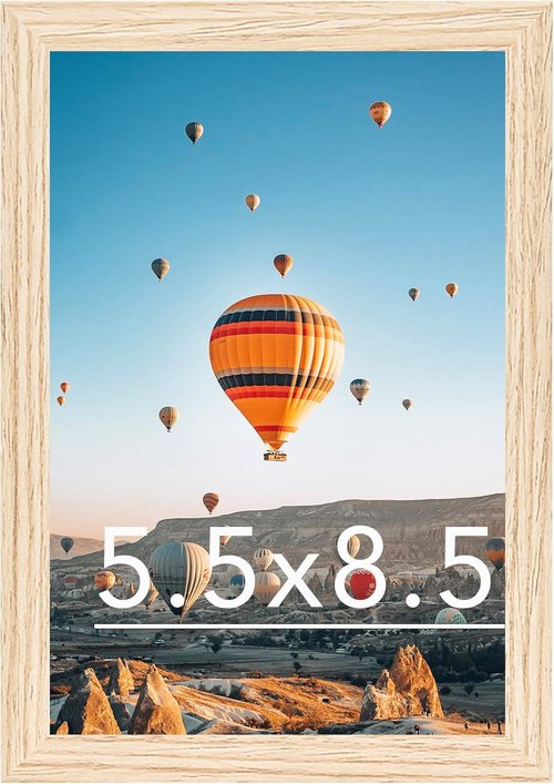 JCJMY Picture Frame - 5.5x8.5 Wall Mount or Tabletop Display | Shatter Resistant Plexiglass, Natural Finish