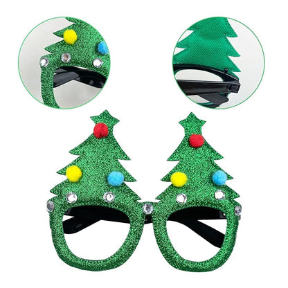 12 Pack Christmas Glitter Glasses - Fun Party Favors & Stocking Stuffers
