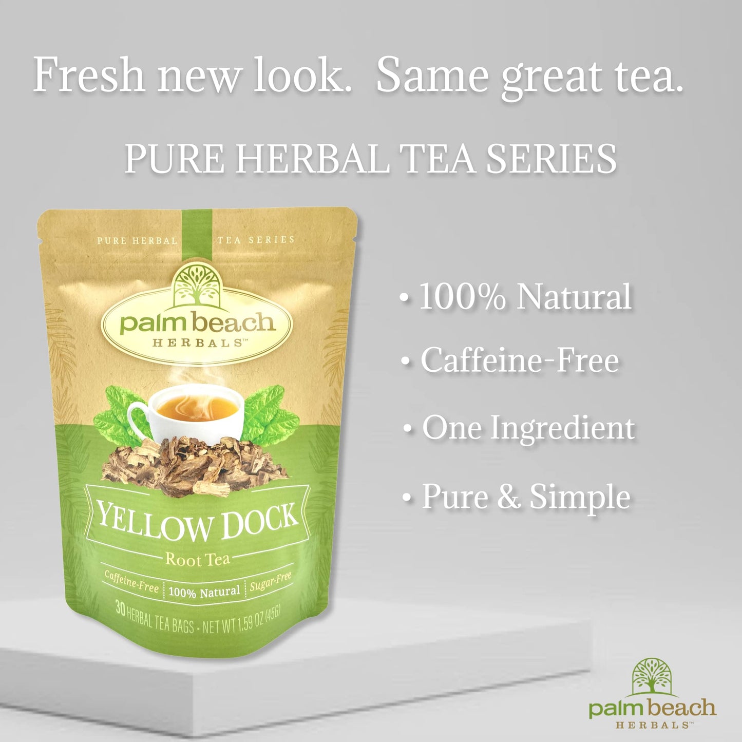 Yellow Dock Root Tea - Pure Herbal Tea Series by Palm Beach Herbals (30ct) [Packaging May Vary]