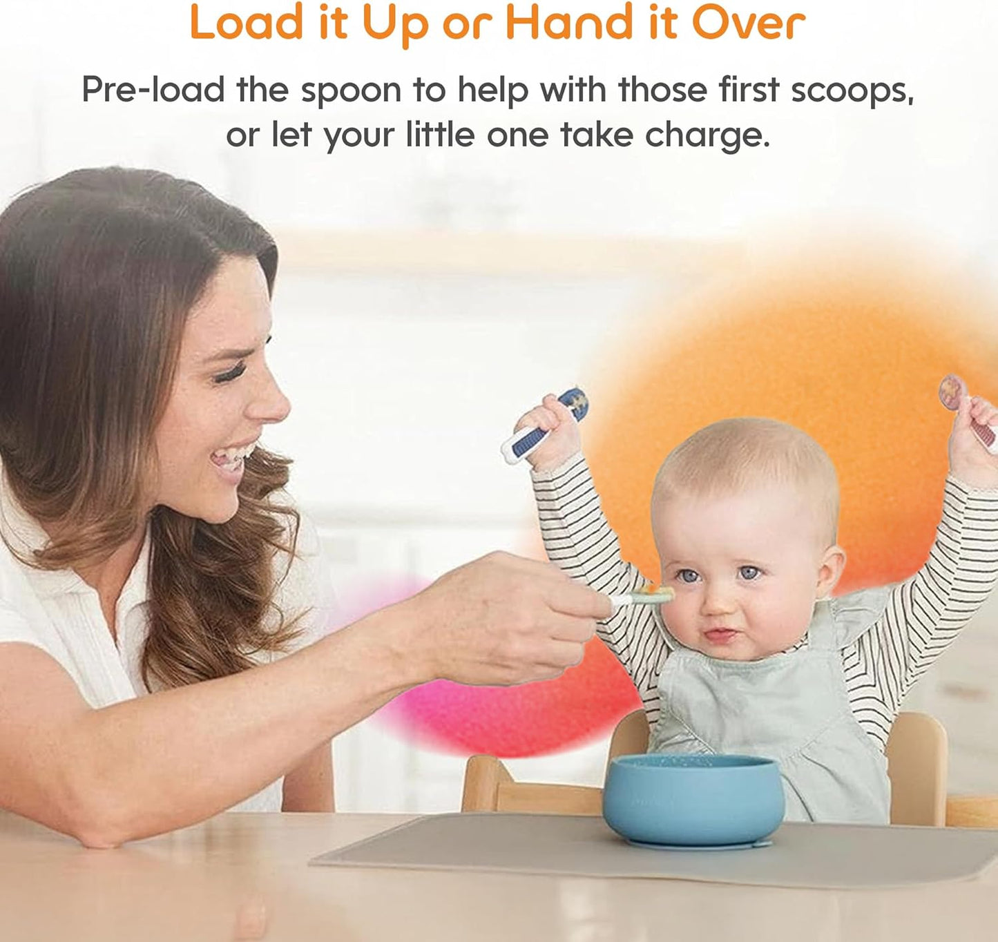 NumNum Baby Spoons Set - Silicone Self-Feeding Utensils for 6+ Months | BPA-Free, 4 Pack in Classic Colors