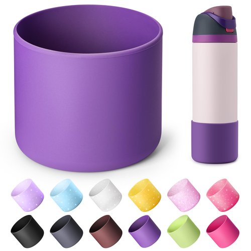 Diumepo Silicone Water Bottle Boot for Owala 24 oz, Anti-Slip Protective Sleeve for Owala Twist & FreeSip & Flip Stainless Steel Water Bottle, Boot Bottom Base for Owala (Purple)