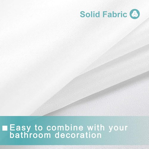 Mrs Awesome Waterproof Fabric Shower Curtain Liner, Suction Cups Included, Machine Washable Cloth Shower Curtain for Bathroom, 72 x 72 inch, White