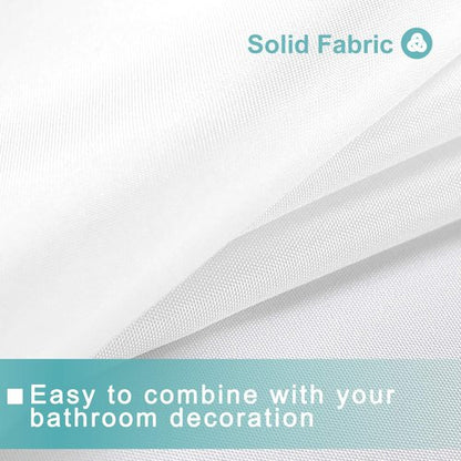 Mrs Awesome Waterproof Fabric Shower Curtain Liner, Suction Cups Included, Machine Washable Cloth Shower Curtain for Bathroom, 72 x 72 inch, White