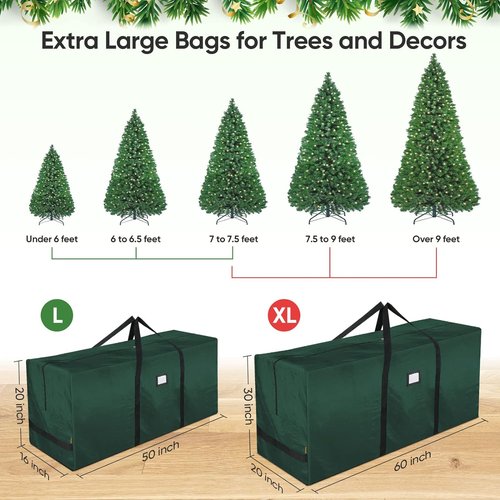 BALEINE Christmas Tree Storage Bag - 7.5 ft Extra Large with Reinforced Handles & Dual Zippers | Green (Pack of 2)