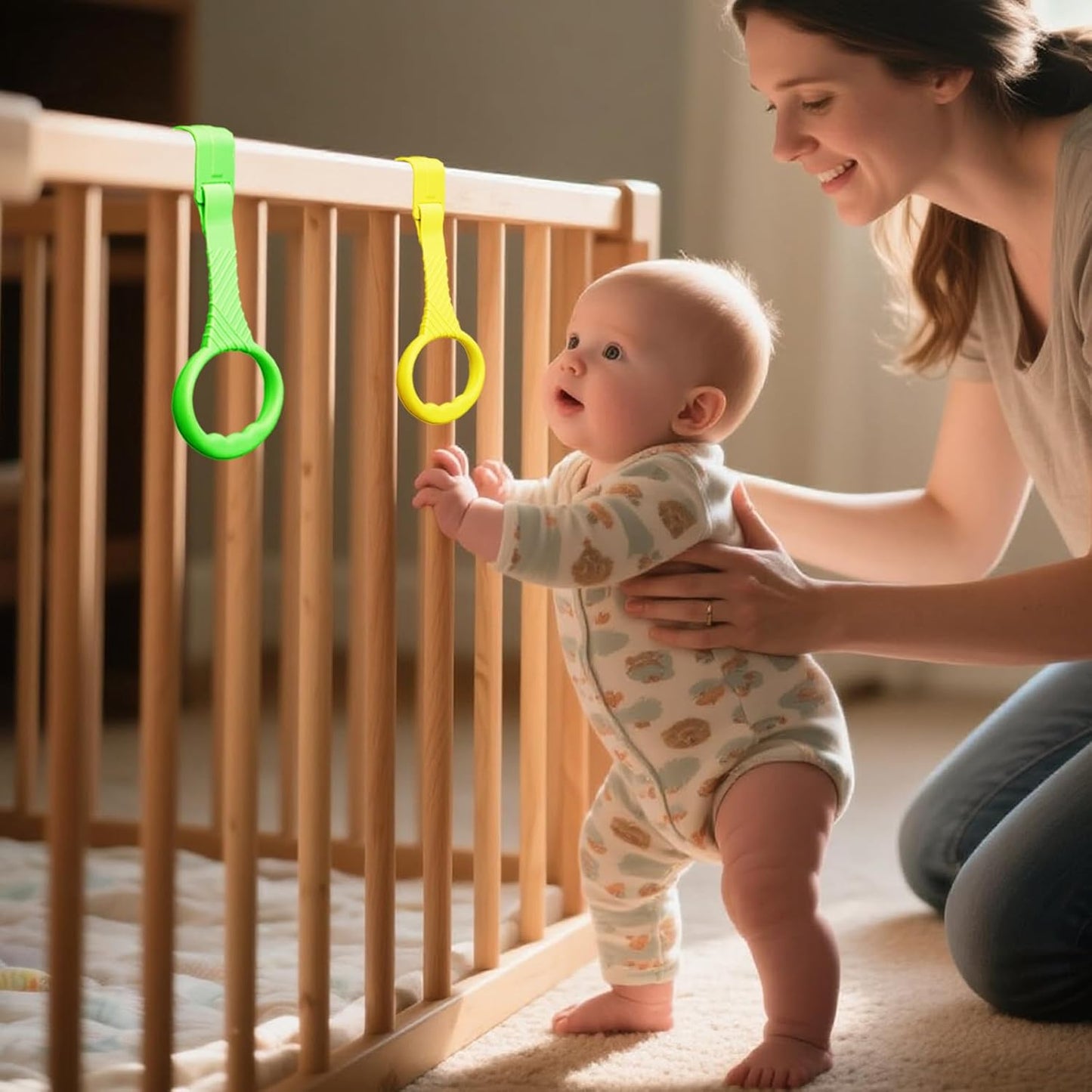 Playpen Baby Pull Up Rings by 5PCS - Premium Ergonomic Handles for Infants & Toddlers - 5 Color Options