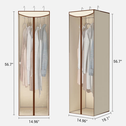 Storage Maniac 2-Pack Hanging Garment Bags - Long Clear Covers for Dresses & Suits | Beige