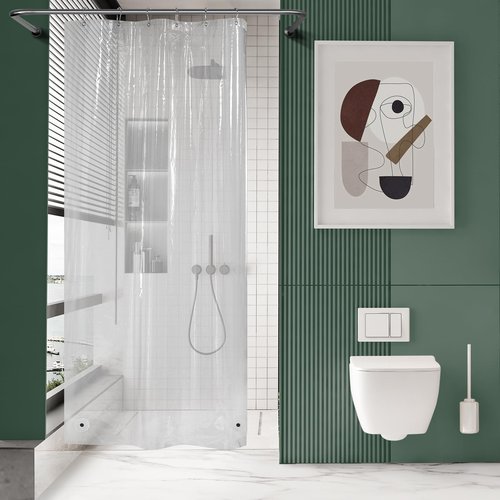 AmazerBath Small Shower Curtain Liner, 36x72 Stall Plastic Clear Shower Curtain Liner, PEVA Cute Narrow Shower Liner, Stand Up Shower Curtain Liners with 2 Magnets and 6 Rustproof Grommet Holes