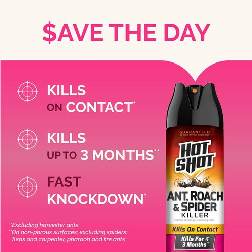 Hot Shot Ant, Roach & Spider Killer - 17.5 Oz Fresh Floral Formula for Instant Insect Elimination