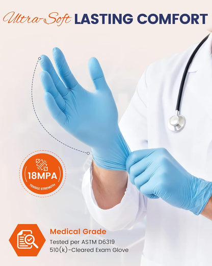 Amarynth Premium Disposable Gloves - 4 Mil Latex-Free & Powder-Free with Textured Fingertips | 100 Count
