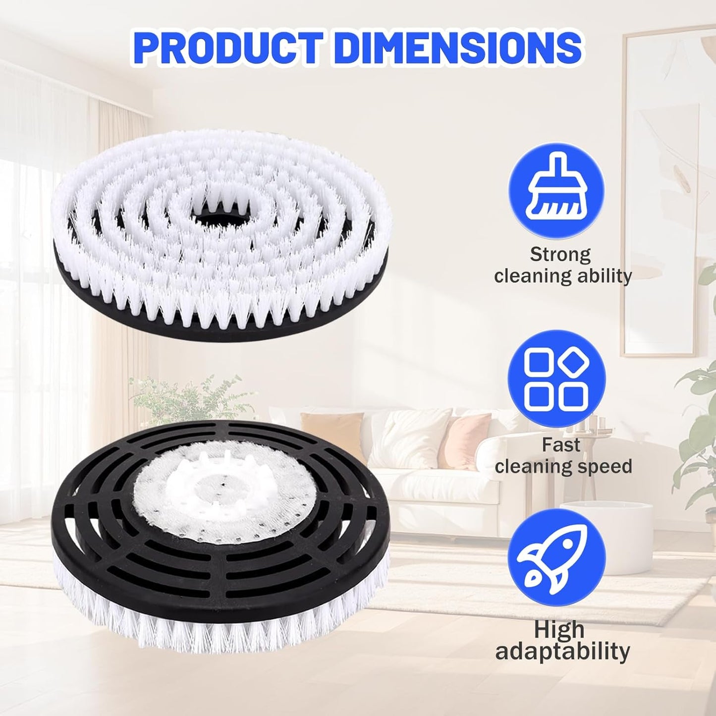 Shark Upgraded Steam Mop Pads - Replacement Brush Heads with Scrubbing Bristles | Deep Clean Hardwood & Tile Floors | Fits S7000 Series & More - 2 Pack