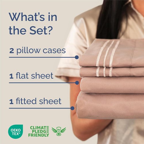 King Size 4-Piece Sheet Set - Ultra-Soft Cooling Bed Sheets for Luxurious Comfort - Deep Pockets, Wrinkle-Free - Oeko-Tex Certified - Mauve