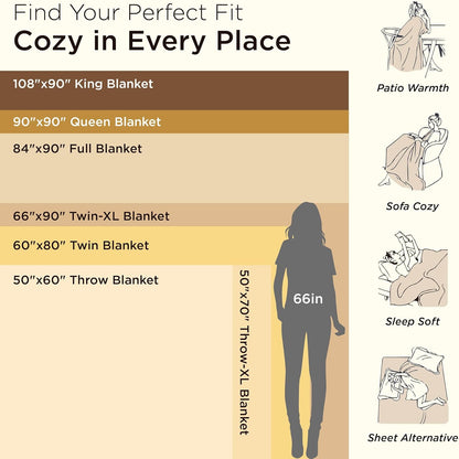 Bedsure Queen Size Blanket - 350GSM Super Soft Fuzzy Plush Throw | Cozy White Fleece, 90x90 Inches