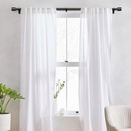 IFELS Heavy Duty Curtain Rods - Adjustable 66 to 120 Inch Black Drapery Rod for Indoor/Outdoor Use