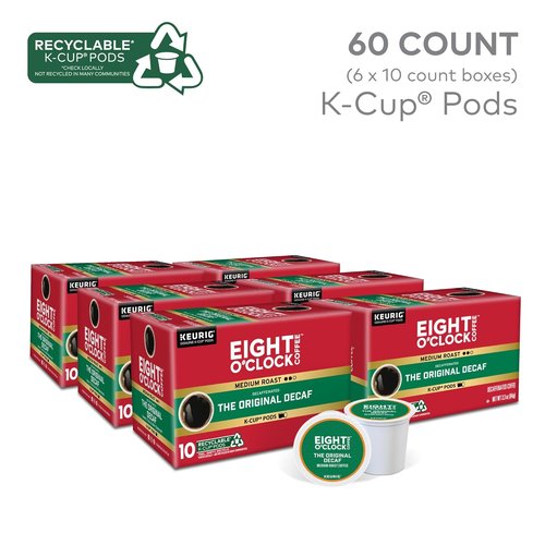 Eight O'Clock Coffee Decaf Medium Roast K-Cup Pods - Single-Serve, 60 Count Pack