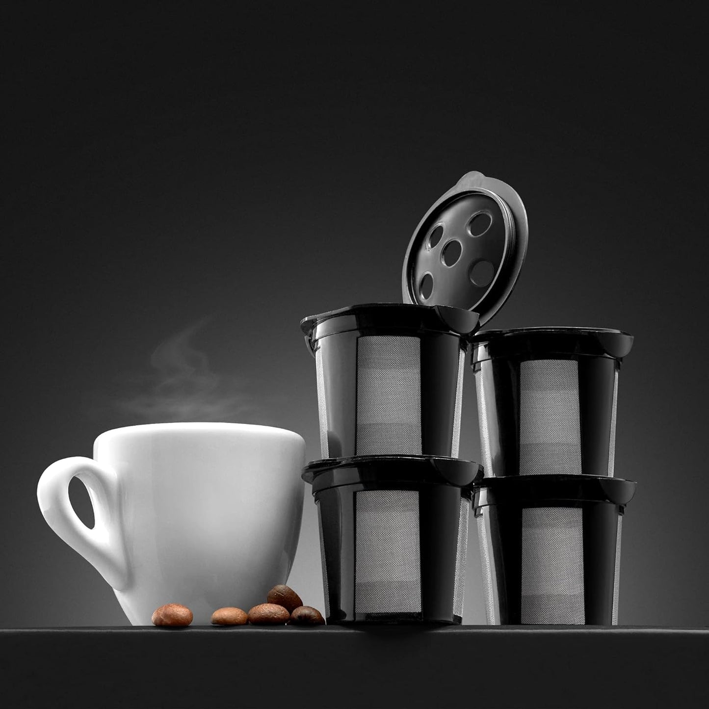 Skiennix Reusable K Cups for Keurig K Supreme | Multistream Technology - 4 Black Refillable Coffee Filters