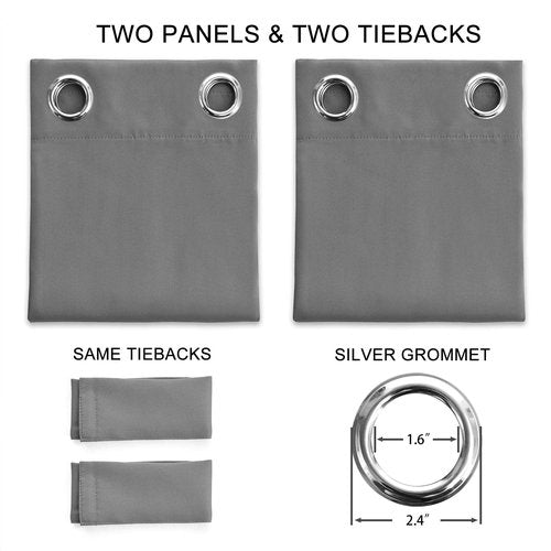 JSFLY Blackout Curtains for Bedroom Thermal Insulated Light Blocking Room Darkening Curtains Solid Grommet Window Drapes for Living Room, Set of 2 Curtain Panels 42 W x 63 L inch Long Dark Gray
