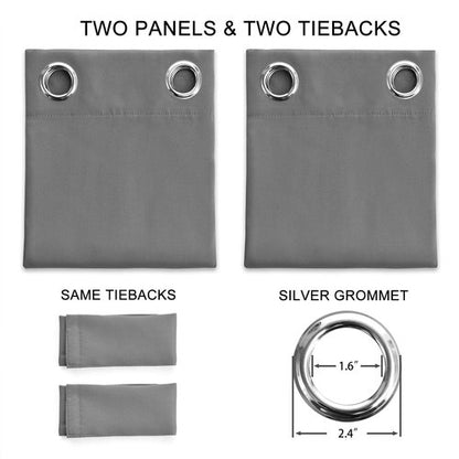 JSFLY Blackout Curtains for Bedroom Thermal Insulated Light Blocking Room Darkening Curtains Solid Grommet Window Drapes for Living Room, Set of 2 Curtain Panels 42 W x 63 L inch Long Dark Gray