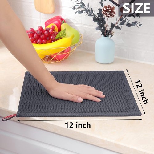 Homaxy 100% Cotton Waffle Weave Dish Cloths - Ultra Soft & Absorbent, Quick Drying | 12 x 12 Inches, 6-Pack