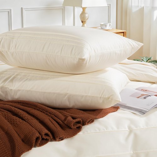 NEXHOME PRO 100% Organic Cotton Duvet Cover Full,Linen Like Pleated Textured Ivory Duvet Cover Set,3pc Bedding Set with Zipper Closure, Soft,Lightweight and Breathable (80"x90", No Comforter)