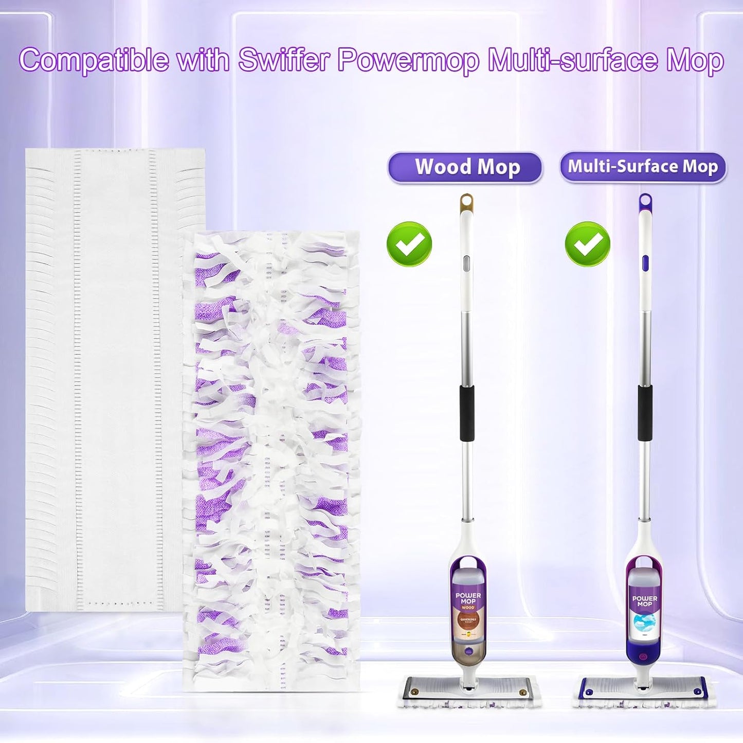 Skiennix 12 Pack Power Mop Refills - Thickened Unscented Pads for Swiffer Power Mop