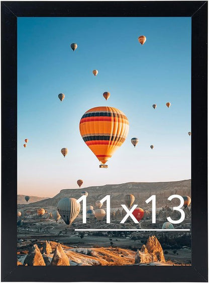 JCJMY 11x13 Black Picture Frame - Versatile Wall Mounting for Horizontal or Vertical Display | Shatter-Resistant Plexiglass