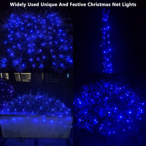 HISHINY LED Blue Christmas Net Lights - 100 LED Connectable Outdoor & Indoor Decorations | 5ft x 5ft