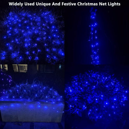 HISHINY LED Blue Christmas Net Lights - 100 LED Connectable Outdoor & Indoor Decorations | 5ft x 5ft