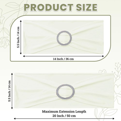 MDS Spandex Chair Sashes - Universal Fit Elastic Stretch Bow Ties for Weddings & Events | Ivory, Pack of 125