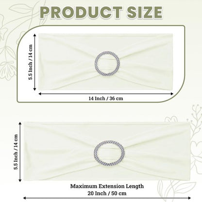 MDS Spandex Chair Sashes - Universal Fit Elastic Stretch Bow Ties for Weddings & Events | Ivory, Pack of 125