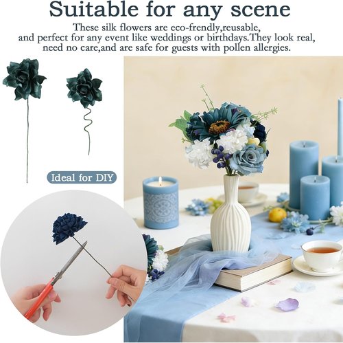 Idyllic Blue Artificial Flower Box - Elegant Wedding Table Centerpiece & Party Decoration