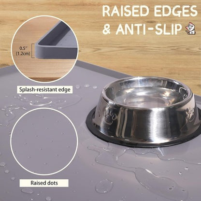 MateeyLife Silicone Pet Feeding Mat - Waterproof & Anti-Slip Dog/Cat Bowl Mat | Spill-Proof Design