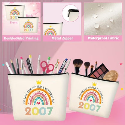 18th Birthday Gifts for Girls, Trendy 18 Year Old Girl Gift Ideas for Her Daughter Niece Adults Women, Happy 2007 Birthdays Decorations Female Presents Basket Glass Cup Sock Makeup Bag Necklace