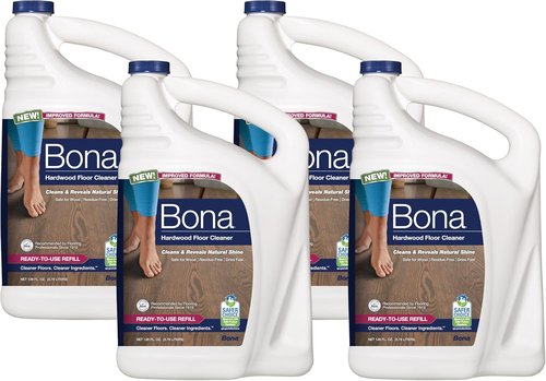 Bona Hardwood Floor Cleaner Refill - 4-Pack for Streak-Free Shine & Easy Cleaning